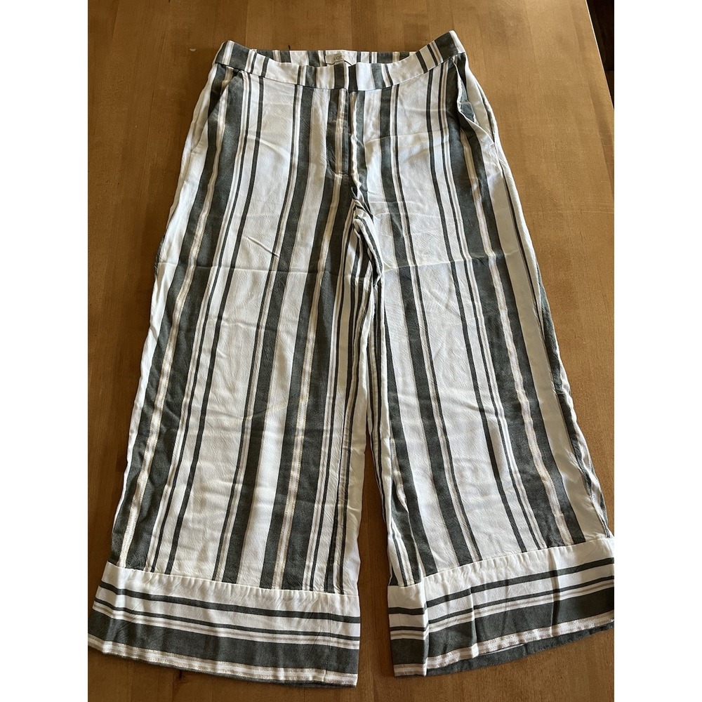 Ann Taylor Loft Outlet Women's Sz M Medium Striped Wide Leg Crop Pants Capri